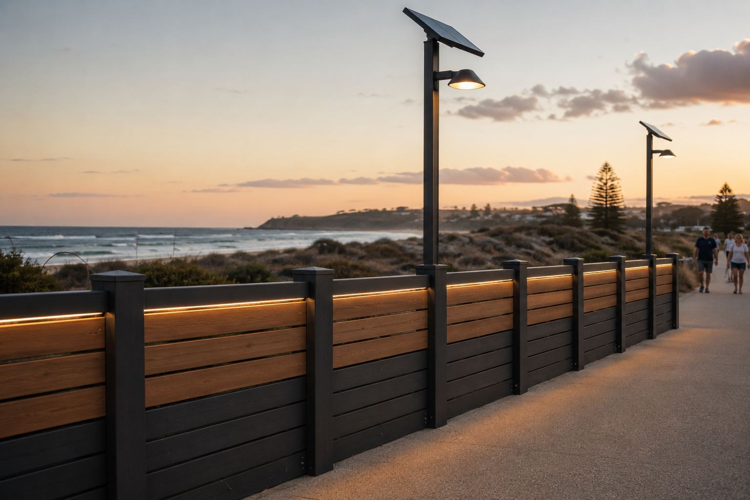 Optional elevated area lighting configuration at sunset