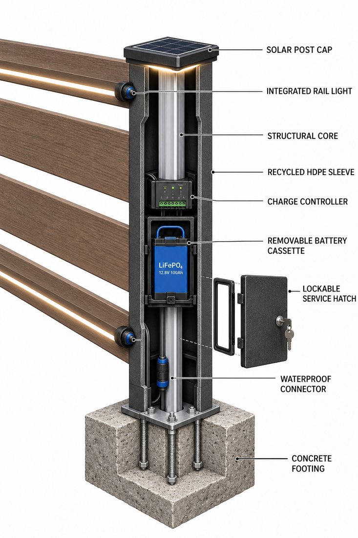 Updated pole-free service post engineering diagram