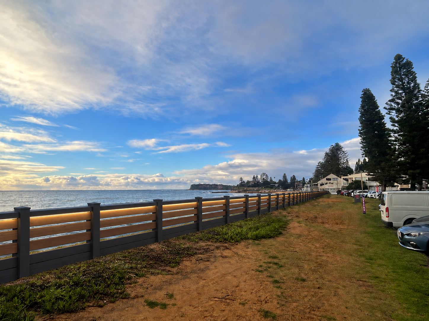 Pole-free public space fence module render